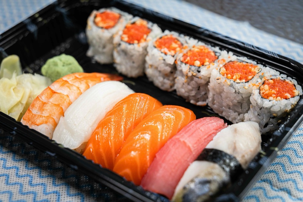 AB Fish Market signature sushi platter — fresh nigiri and tobiko maki
